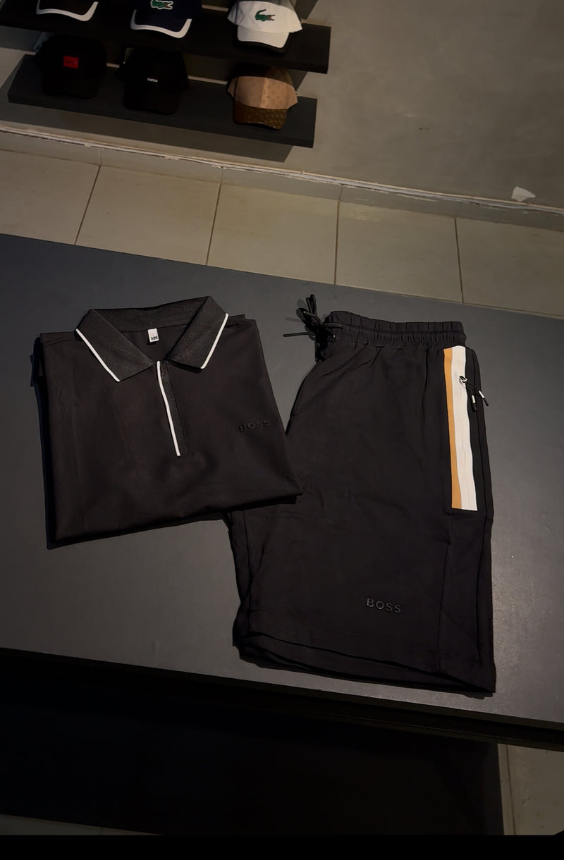 Kit B0SS Camisa polo + bermuda moletom