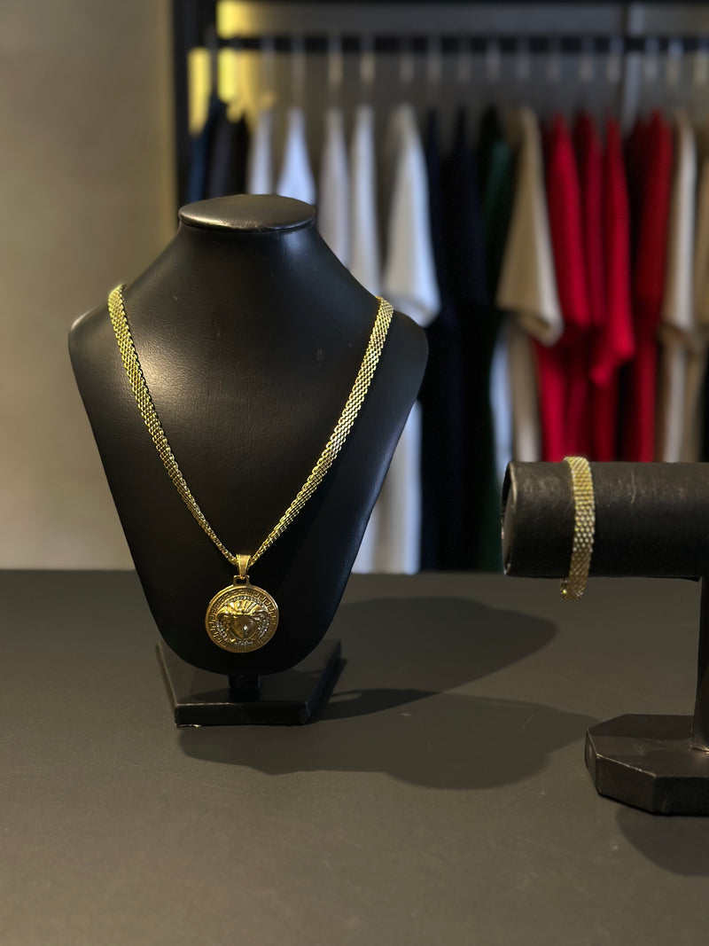 Conjunto : Cordão + Pulseira + Pingente